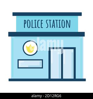 Police station in flat style. Vector illustration isolated on white background Stock Vector