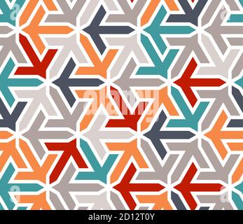 Turkish geometric islamic pattern with arrows. Color geometric arabic vector texture for cloth, textile, wrapping, wallpaper Stock Vector