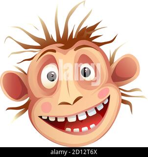 Monkey Funny Face Expression Chimp Head Isolated Stock Vector