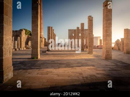 Shot of the ruins of the ancient building Tonnara di Vendicari. The building was used in the past as a workplace for tuna fishing. The place is now ab Stock Photo