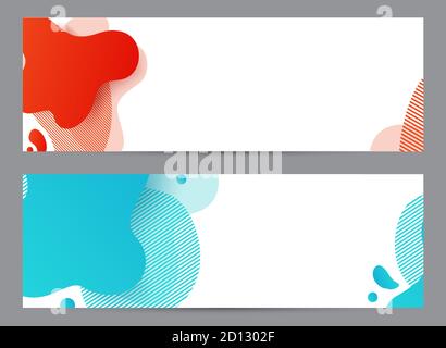 Amoeba funky design. Dynamic style banner set with amoeba funky gradient elements. Creative for poster, web, landing, page, cover, ad, greeting, card, social media, promotion Stock Vector