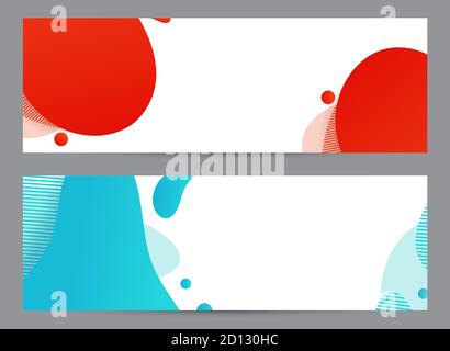 Amoeba funky design. Dynamic style banner set with amoeba funky gradient elements. Creative for poster, web, landing, page, cover, ad, greeting, card, social media, promotion Stock Vector
