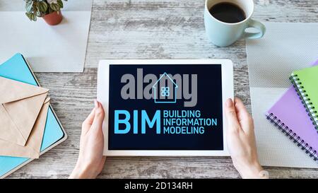 BIM - Building information modeling concept on screen Stock Photo