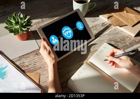 VPN - Virtual perivate network. Internet conncetion privacy concept Stock Photo