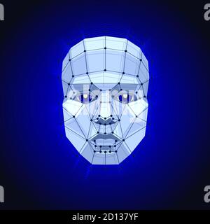 Polygonal human face on dark. Futuristic Concept Abstract 3D Face by Shapes. Stock Vector