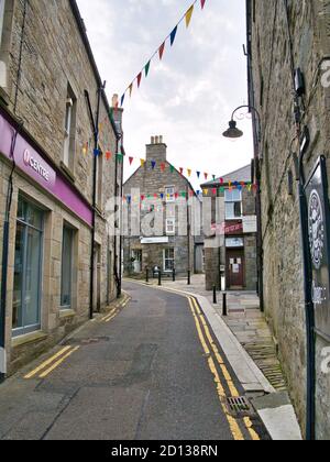 A view up Mounthooly Street from Commercial Street in the town centre of Lerwick, capital of Shetland, Scotland, UK. Stock Photo