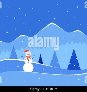 Winter background Vector winter landscape for poster and banner. Christmas background in flat style Stock Vector