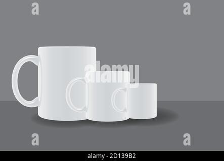 coffee mug or white mug , black mug or multi color mug isolated on white background. mug isolated on white or mug isolated on black. Stock Vector