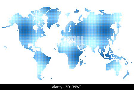 Blue World map dotted style Stock Vector