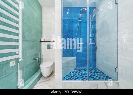 Moscow, Russia - September 23, 2020: Interior of the bathroom in the luxury rich apartments. Stock Photo