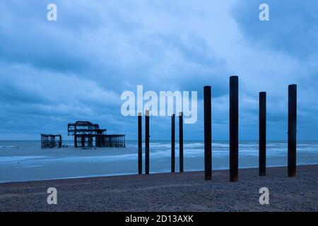 The remains of the West Pier in Brighton Stock Photo