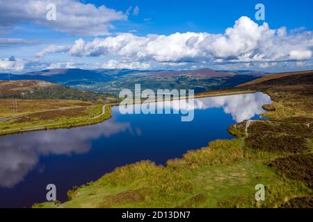 Aerial view at Brecon Beacons. Keepers Pond, The Blorenge, Abergavenny, Wales, United Kingdom Stock Photo