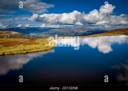 Aerial view at Brecon Beacons. Keepers Pond, The Blorenge, Abergavenny, Wales, United Kingdom Stock Photo