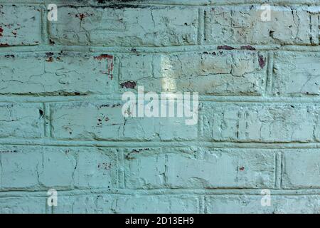 Background of old old dirty brick wall painted with paint, texture Stock Photo