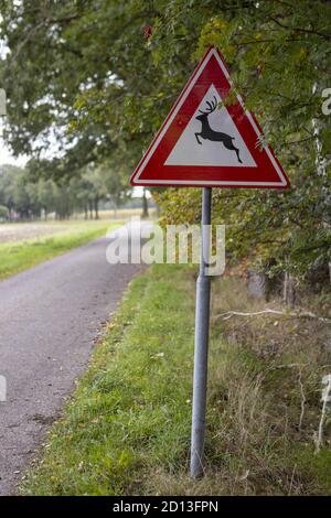 Warning Dutch traffic sign on the side of the road Stock Photo