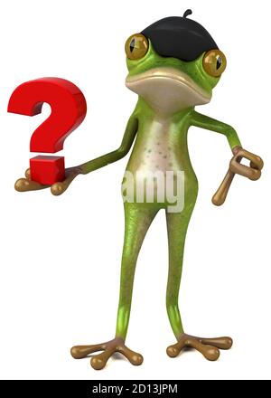 Fun french frog - 3D Illustration Stock Photo