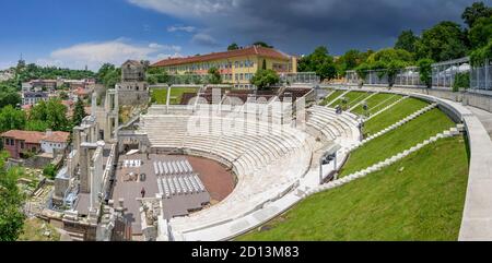 Roman amphitheatre, Old Town, Plovdiv, Bulgaria, Roemisches Amphitheater, Altstadt, Bulgarien Stock Photo