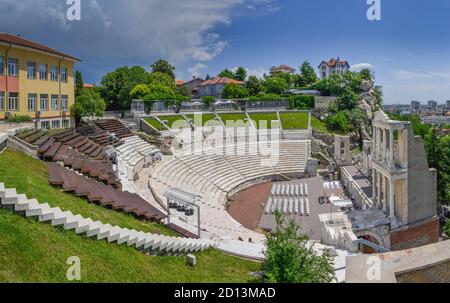 Roman amphitheatre, Old Town, Plovdiv, Bulgaria, Roemisches Amphitheater, Altstadt, Bulgarien Stock Photo
