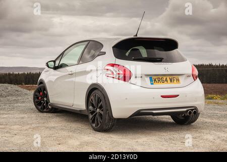 A Peugeot 208 GTi during a photoshoot in Wales featuring the 205 GTI and the 208 GTi, 29th June 2015 Stock Photo