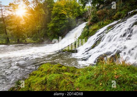 Stunning and popular waterfalls in Coo, Ardennes, Belgium. Stock Photo
