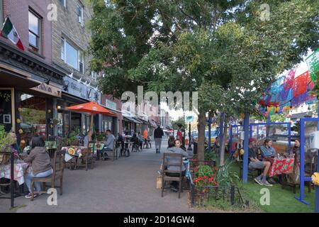 Charrito's Restaurant outdoor dining in Hoboken, New Jersey, United States, USA Stock Photo