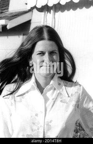 1975, Young Woman Smiles for the Camera, USA Stock Photo