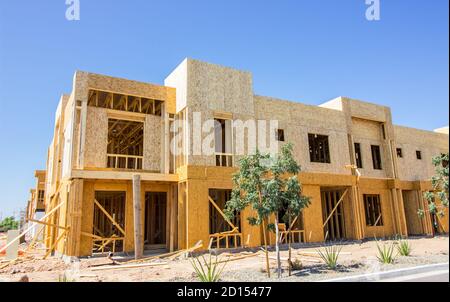 New Two Story Apartment Building Under Construction Stock Photo