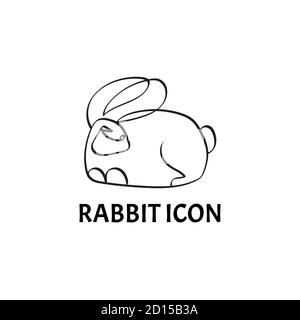 Rabbit logo template. Black rabbit icon on a white background. Vector EPS10 Stock Vector