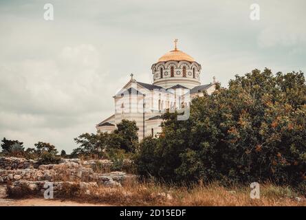 The St. Vladimir's cathedral in Chersonesus near Sevastopol, Crimea Stock Photo