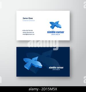 Nimble Cursor Concept. Abstract Vector Sign, Symbol or Logo Logo and Business Card Template. Flying Arrow Symbol with Wings and Modern Typography Stock Vector