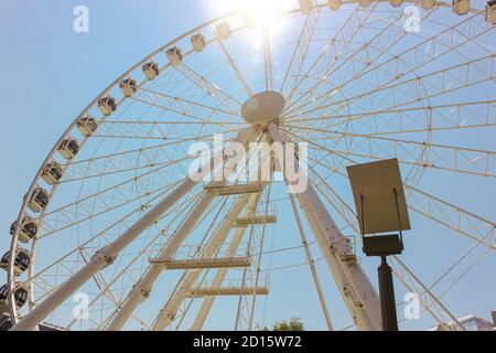 Ferris wheel Budapest Eye on Elizabeth Square in Budapest, Hungary Stock Photo