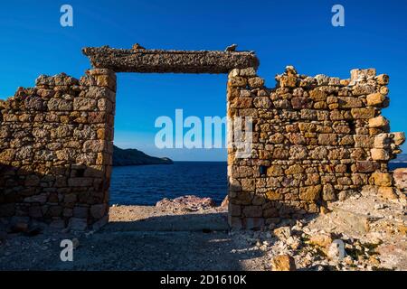 Greece, Egean Sea, Cyclades archipelago, Milos island, Firopotamos harbour Stock Photo