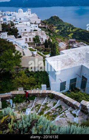 Greece, Egean Sea, Cyclades archipelago, Milos island, Plaka village Stock Photo