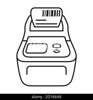 Bar code printer.Label printer vector flat Check print. Stock Vector