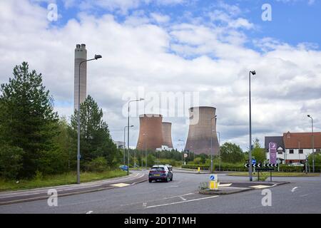 Giant cooling towers in the former mining town of Rugely in Staffordshire Stock Photo