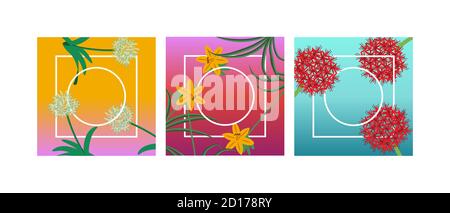 Floral square backgrounds vector set Stock Vector