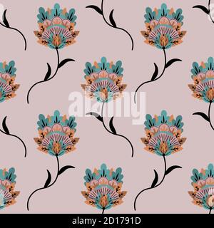 Seamless pattern with decorative flowers Stock Vector