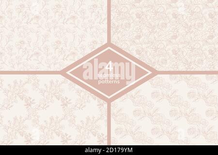 Seamless floral decorative patterns set Stock Vector