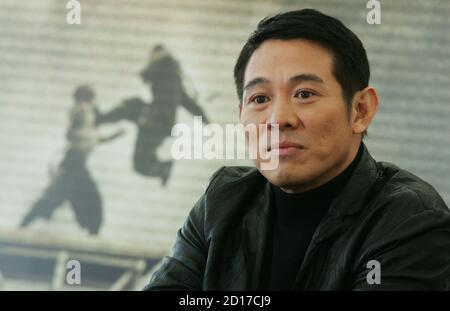 Chinese martial arts star Jet Li poses at the premiere of the new movie