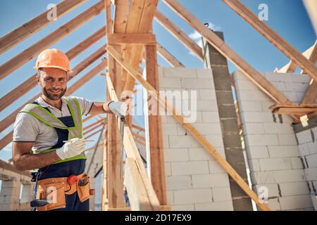 Handsome bearded man looking straight at camera Stock Photo