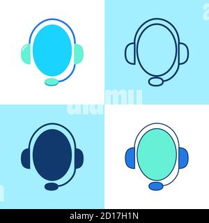 Customer support icon set in flat and line style Stock Vector