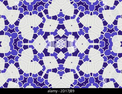 Blue and white kaleidoscopic glass mosaic in the bathroom, minimal style design background Stock Photo