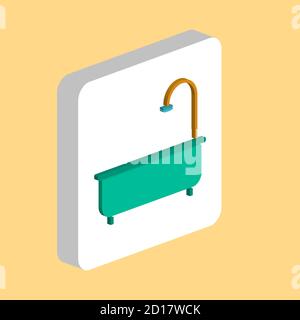 Bathtub Simple vector icon. Illustration symbol design template for web mobile UI element. Perfect color isometric pictogram on 3d white square. Batht Stock Vector