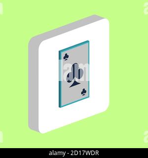 Clubs card Simple vector icon. Illustration symbol design template for web mobile UI element. Perfect color isometric pictogram on 3d white square. Cl Stock Vector