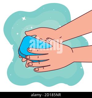 Global handswashing day and hands washing with soap vector design Stock Vector