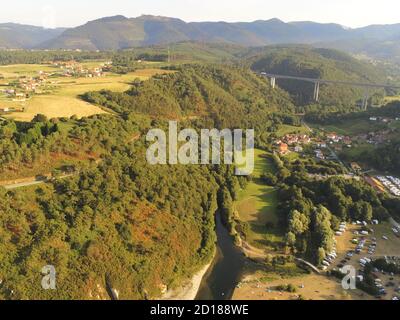 Aerial view of a Landscape in Asturias San Pedro de la Ribera Spain Stock Photo
