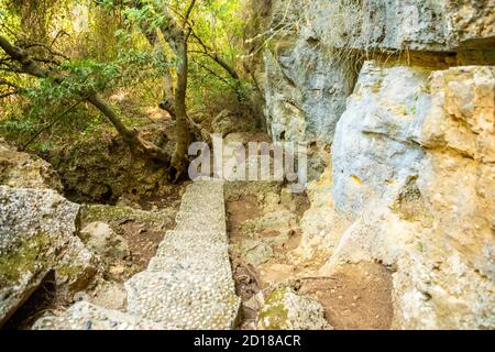 Public park of Kursunlu waterfall near Antalya city in Turkey, nature travel background, autumn time Stock Photo