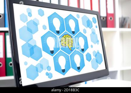 Human brain ideas concept shown on a computer screen Stock Photo