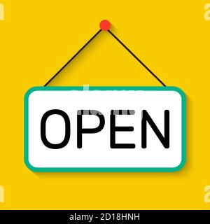 Open Store Sign Flat Icon Vector Illustration EPS10 Stock Vector