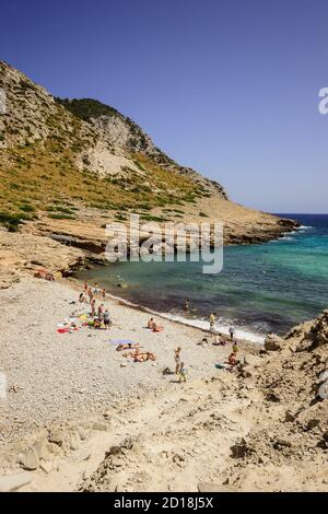 playa de Cala Figuera, peninsula de Formentor, Pollença. Parque natural de la Sierra de Tramuntana. Mallorca. Islas Baleares. Spain. Stock Photo